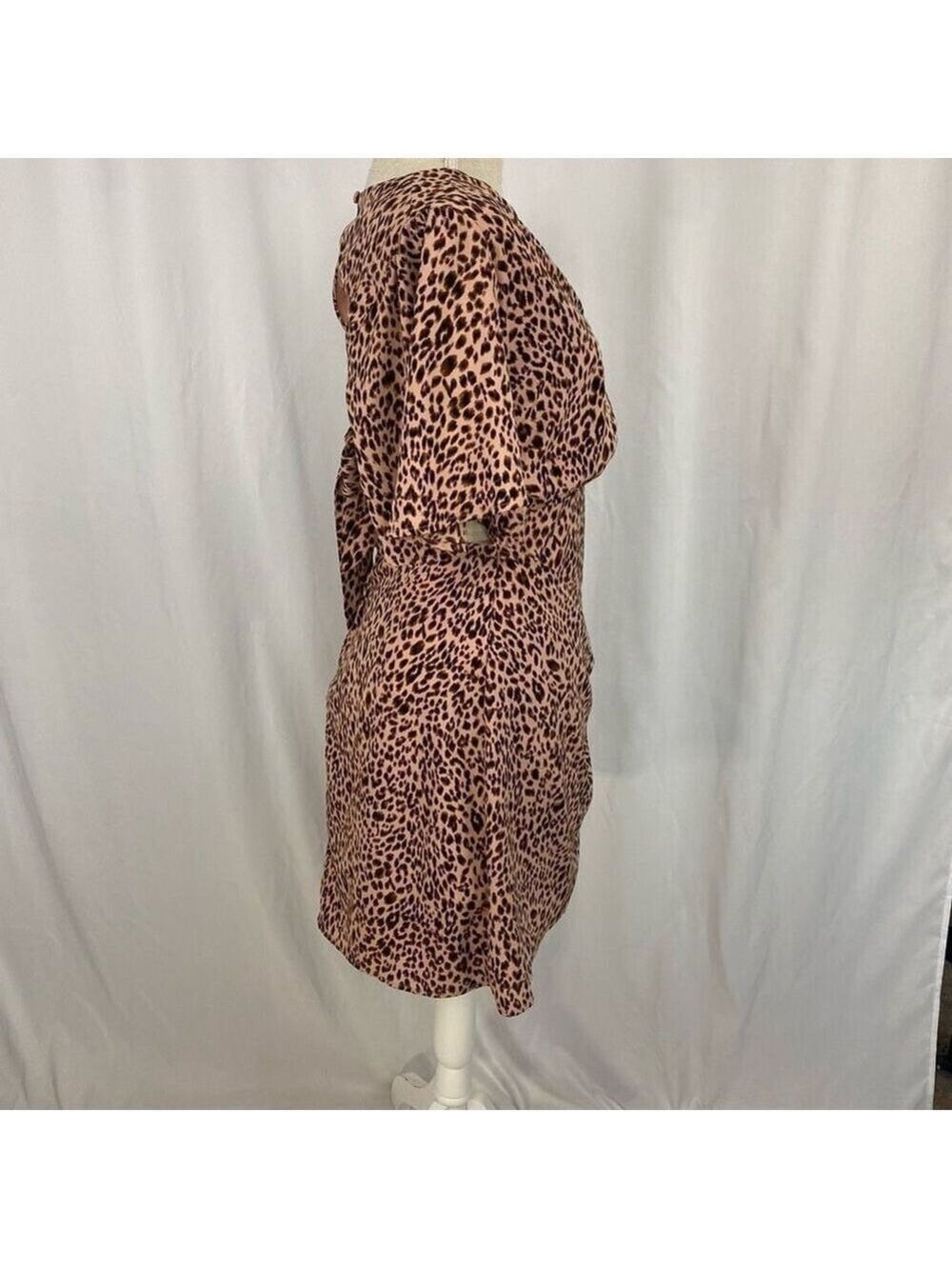 4SI3NNA Hasmik Leopard-Print Tie-Waist Mini Dress Women’s Large - Picture 6 of 15